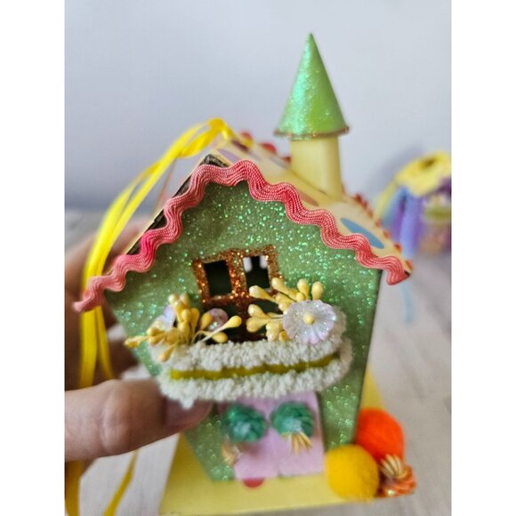 Katherine's collection green spring Easter cardboard village house birdhouse - Picture 7 of 9